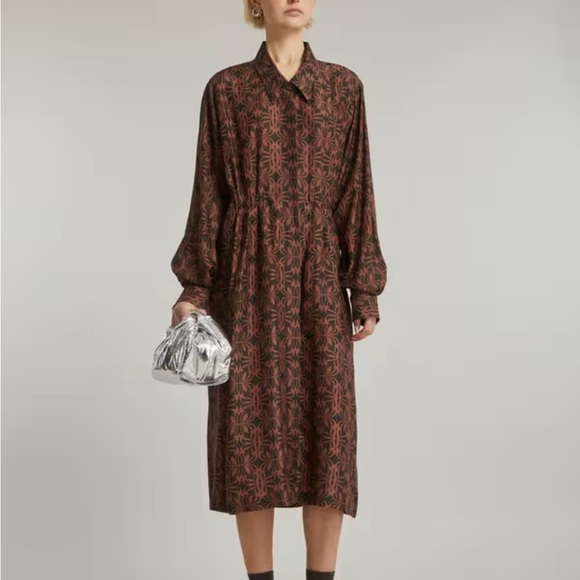 DRIES VAN NOTEN Graphic Butterfly Silk Shirtdress - Picture 1 of 7